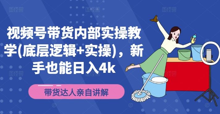 视频号带货内部实操教学(底层逻辑+实操)，新手也能日入4k-天孤无涯网