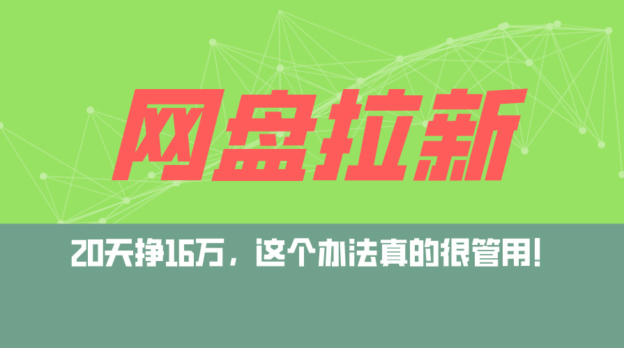 （12294期）网盘拉新+私域运营玩法，零基础入门，小白可操作，当天见效，日入5000+-天孤无涯网