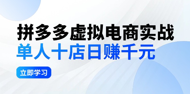 （12326期）拼多多虚拟电商实战：单人10店日赚千元，深耕老项目，稳定盈利不求风口-天孤无涯网