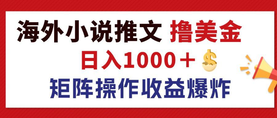（12333期）最新海外小说推文撸美金，日入1000＋ 蓝海市场，矩阵放大收益爆炸-天孤无涯网