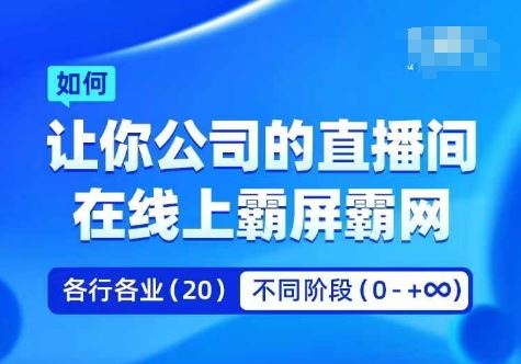 企业矩阵直播霸屏实操课，让你公司的直播间在线上霸屏霸网-天孤无涯网