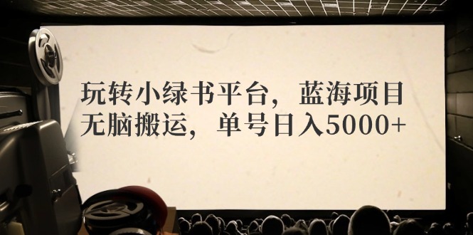 （12366期）玩转小绿书平台，蓝海项目，无脑搬运，单号日入5000+-天孤无涯网