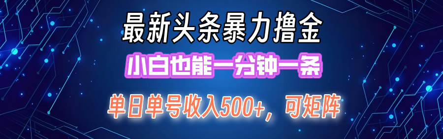 （12380期）最新暴力头条掘金日入500+，矩阵操作日入2000+ ，小白也能轻松上手！-天孤无涯网