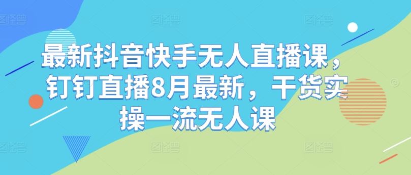 最新抖音快手无人直播课，钉钉直播8月最新，干货实操一流无人课-天孤无涯网