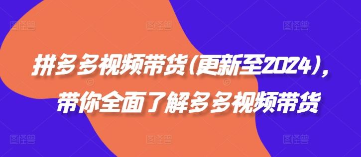 拼多多视频带货(更新至2024)，带你全面了解多多视频带货-天孤无涯网