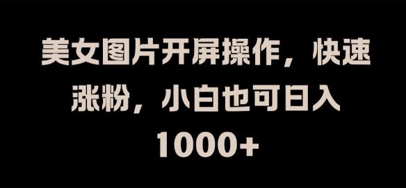 美女图片开屏操作，快速涨粉，小白也可日入1k【揭秘】-天孤无涯网