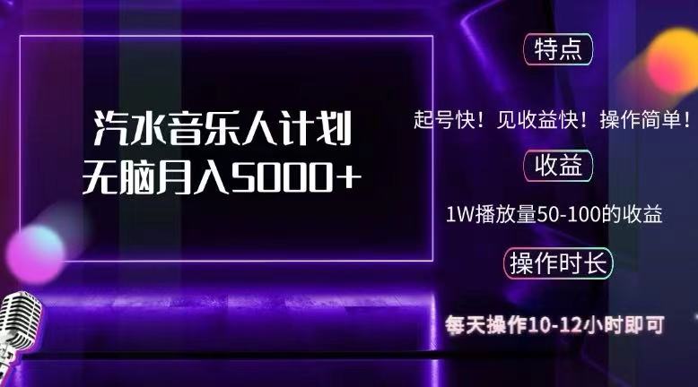 （12429期）抖音汽水音乐人计划无脑月入5000+-天孤无涯网