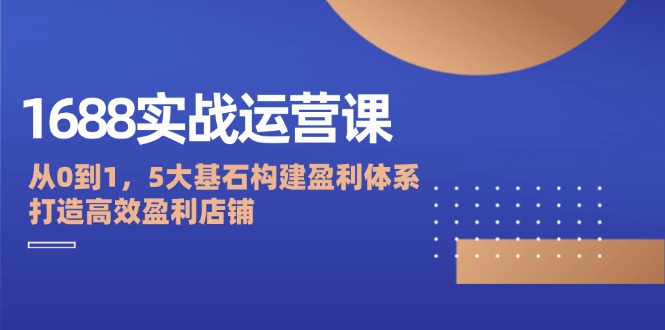 （12482期）1688实战运营课：从0到1，5大基石构建盈利体系，打造高效盈利店铺-天孤无涯网