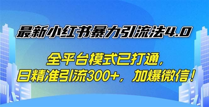 （12505期）最新小红书暴力引流法4.0， 全平台模式已打通，日精准引流300+，加爆微…-天孤无涯网