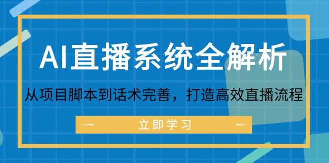 AI直播系统全解析：从项目脚本到话术完善，打造高效直播流程-天孤无涯网