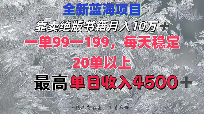 （12512期）靠卖绝版书籍月入10W+,一单99-199，一天平均20单以上，最高收益日入4500+-天孤无涯网