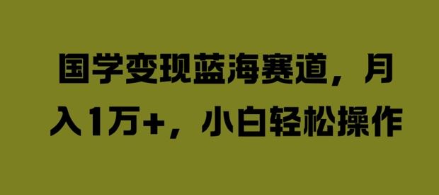 国学变现蓝海赛道，月入1W+，小白轻松操作【揭秘】-天孤无涯网