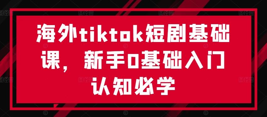 海外tiktok短剧基础课，新手0基础入门认知必学-天孤无涯网