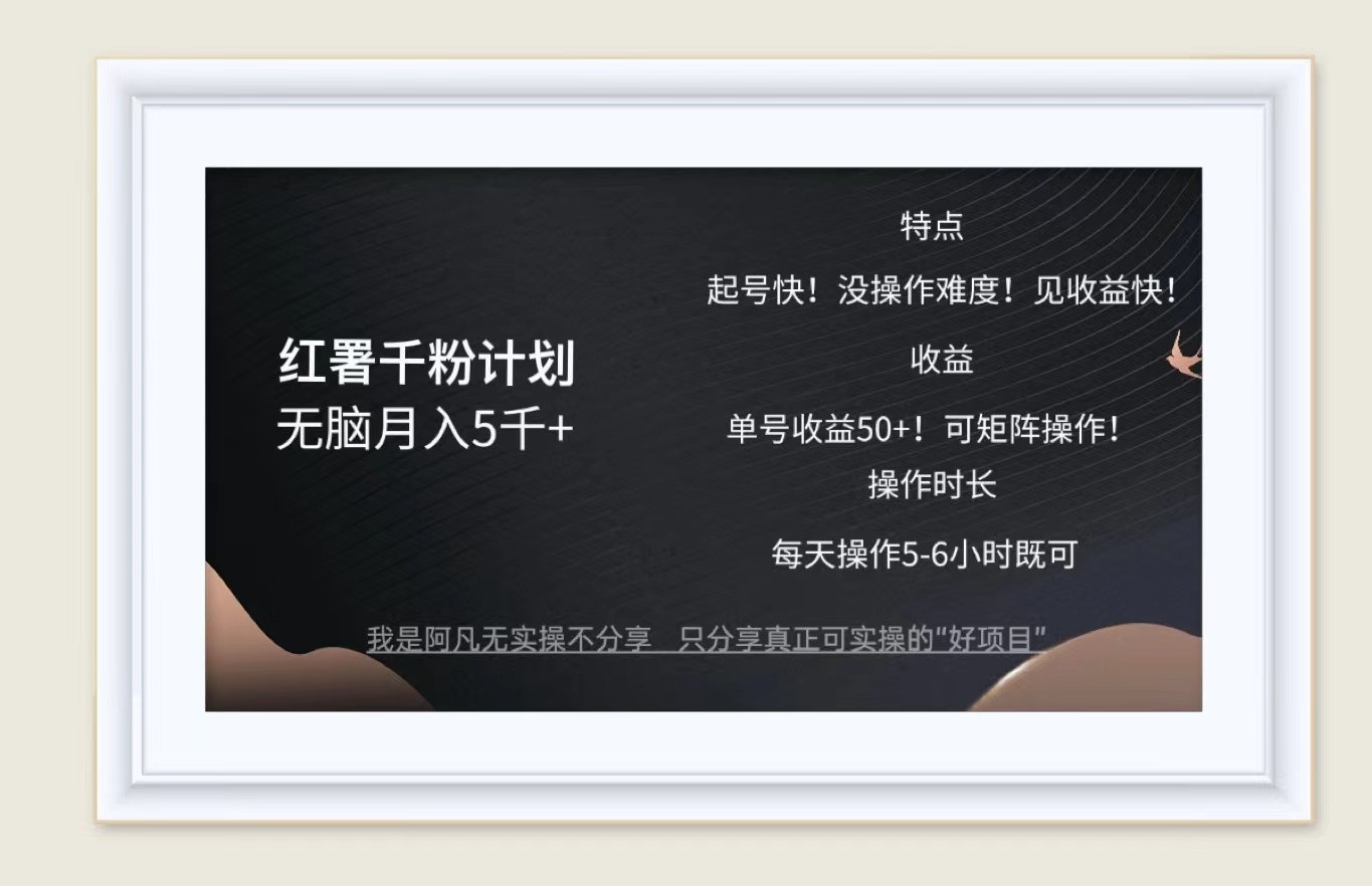 红薯千粉计划无脑月入5千+！既做既赚！-天孤无涯网