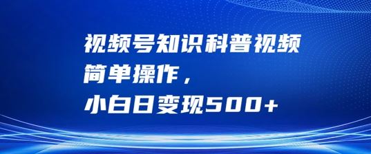 视频号知识科普视频，简单操作，小白日变现500+【揭秘】-天孤无涯网
