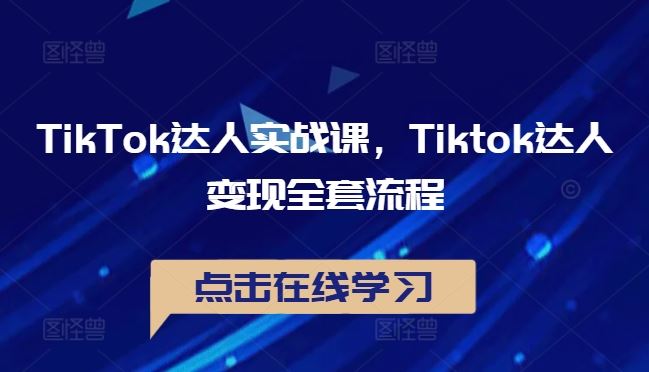 TikTok达人实战课，Tiktok达人变现全套流程-天孤无涯网