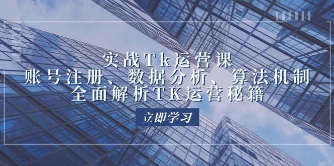 （12644期）实战Tk运营实操：账号注册、数据分析、算法机制，全面解析TK运营秘籍-天孤无涯网