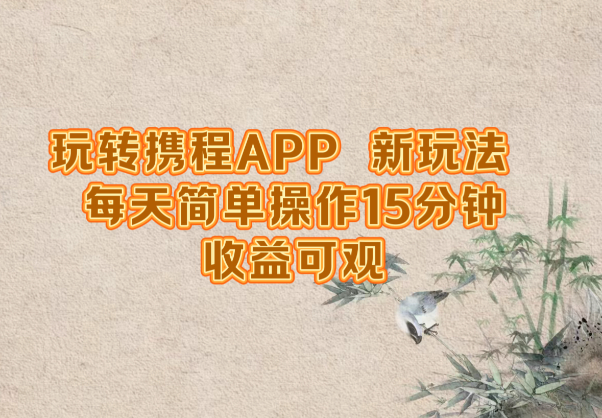 （12705期）玩转携程APP，新玩法，每天简单操作15分钟，收益可观-天孤无涯网