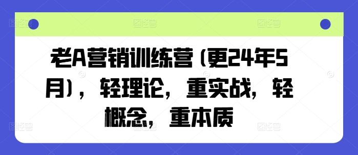 老A营销训练营(更24年9月)，轻理论，重实战，轻概念，重本质-天孤无涯网
