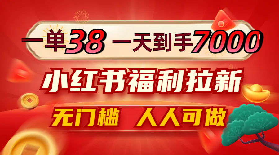 （12741期）一单38，一天到手7000+，小红书福利拉新，0门槛人人可做-天孤无涯网