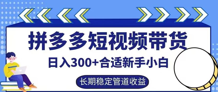 拼多多短视频带货日入300+有长期稳定被动收益，合适新手小白【揭秘】-天孤无涯网