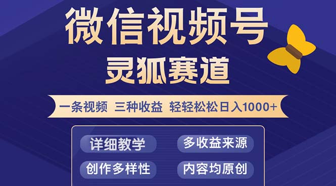 （12792期）视频号【灵狐赛道2.0】一条视频三种收益 100%原创 小白三天收益破百-天孤无涯网