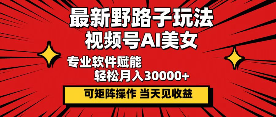 （12798期）最新野路子玩法，视频号AI美女，当天见收益，轻松月入30000＋-天孤无涯网