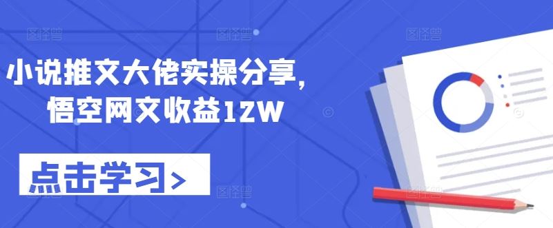 小说推文大佬实操分享，悟空网文收益12W-天孤无涯网
