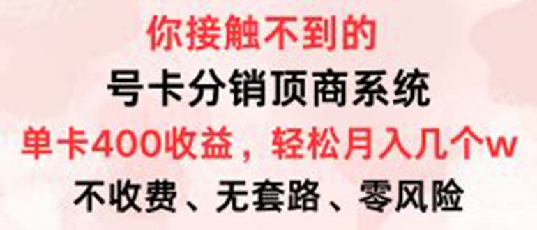 （12820期）号卡分销顶商系统，单卡400+收益。0门槛免费领，月入几W超轻松！-天孤无涯网