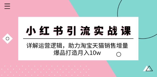 小红书引流实战课：详解运营逻辑，助力淘宝天猫销售增量，爆品打造月入10w-天孤无涯网