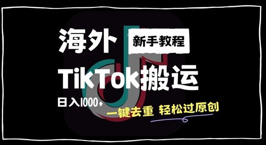 2024最新海外TikTok搬运玩法，一键去重轻松过原创，新手无经验也能日入1k【揭秘】-天孤无涯网