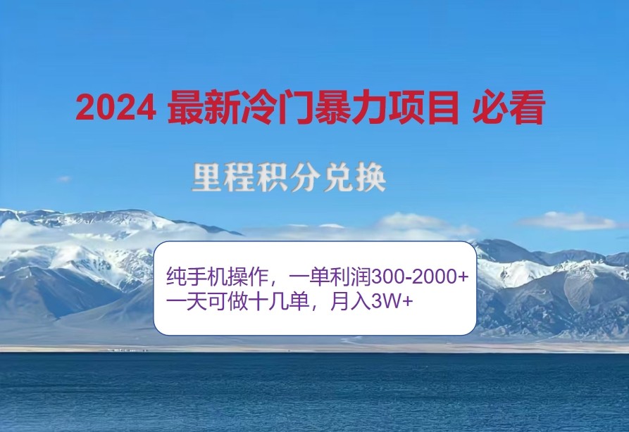 2024惊爆冷门暴利，里程积分最新玩法，高爆发期，一单300+—2000+-天孤无涯网