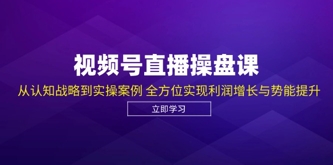 视频号直播操盘课，从认知战略到实操案例 全方位实现利润增长与势能提升-天孤无涯网