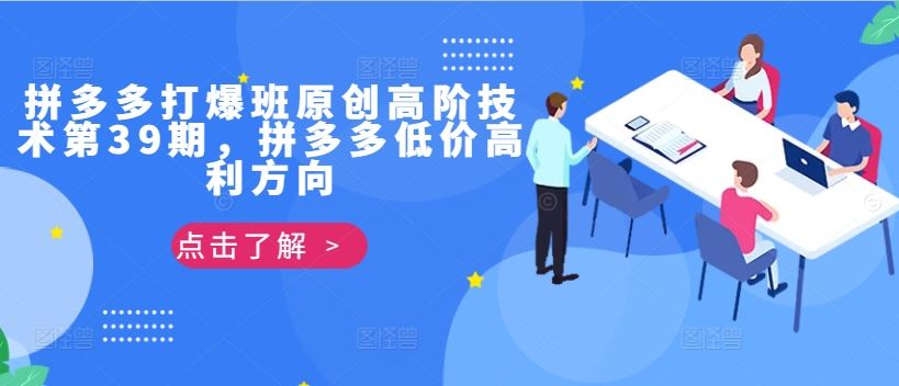 拼多多打爆班原创高阶技术第39期，拼多多低价高利方向-天孤无涯网