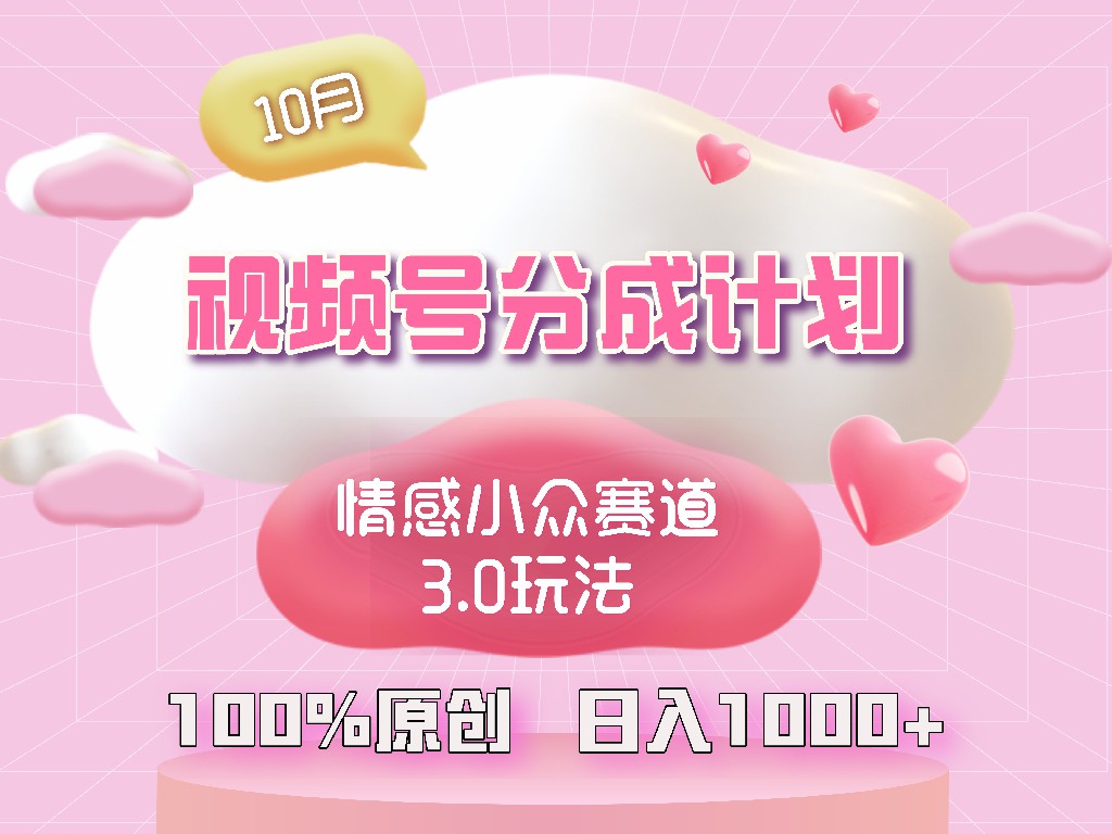 （12939期）视频号情感小众赛道3.0.纯原创视频，每天1小时，小白易上手-天孤无涯网