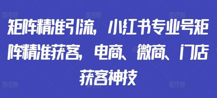 矩阵精准引流，小红书专业号矩阵精准获客，电商、微商、门店获客神技-天孤无涯网