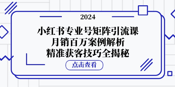 （12943期）小红书专业号矩阵引流课，月销百万案例解析，精准获客技巧全揭秘-天孤无涯网