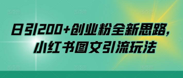 日引200+创业粉全新思路，小红书图文引流玩法【揭秘】-天孤无涯网