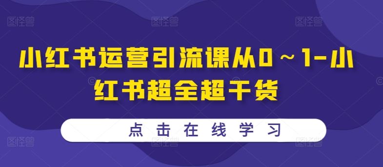 小红书运营引流课从0～1-小红书超全超干货-天孤无涯网