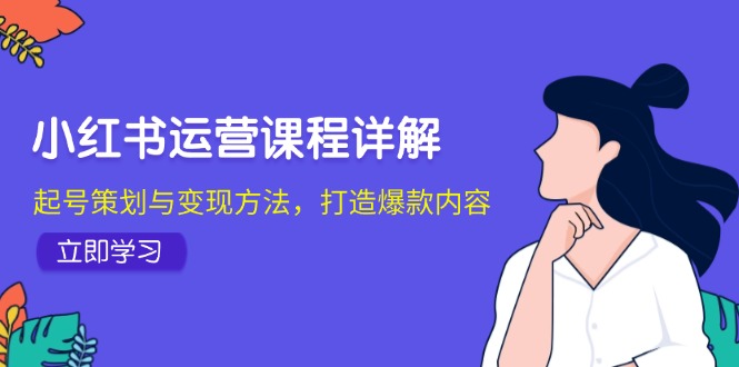 小红书运营课程详解：起号策划与变现方法，打造爆款内容-天孤无涯网