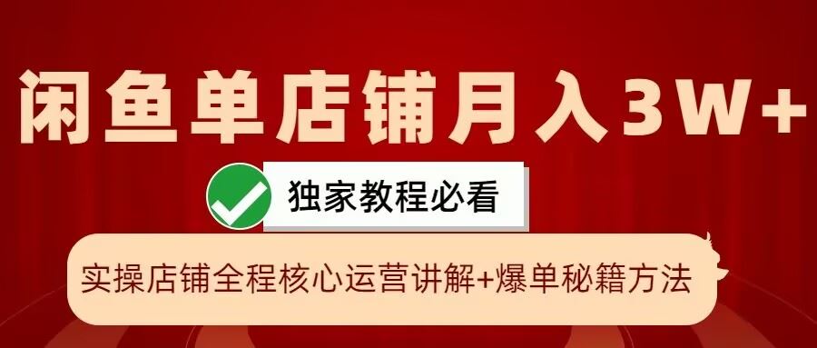 闲鱼单店铺月入3W+实操展示，爆单核心秘籍，一学就会【揭秘】-天孤无涯网