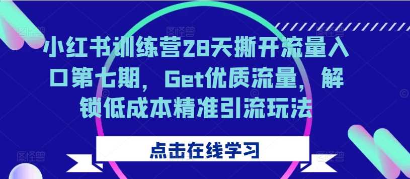 小红书训练营28天撕开流量入口第七期，Get优质流量，解锁低成本精准引流玩法-天孤无涯网