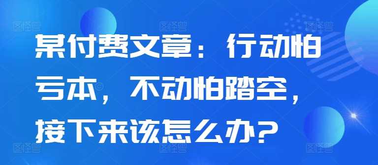 某付费文章：行动怕亏本，不动怕踏空，接下来该怎么办?-天孤无涯网