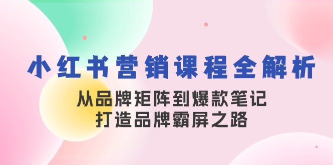 小红书营销课程全解析，从品牌矩阵到爆款笔记，打造品牌霸屏之路-天孤无涯网