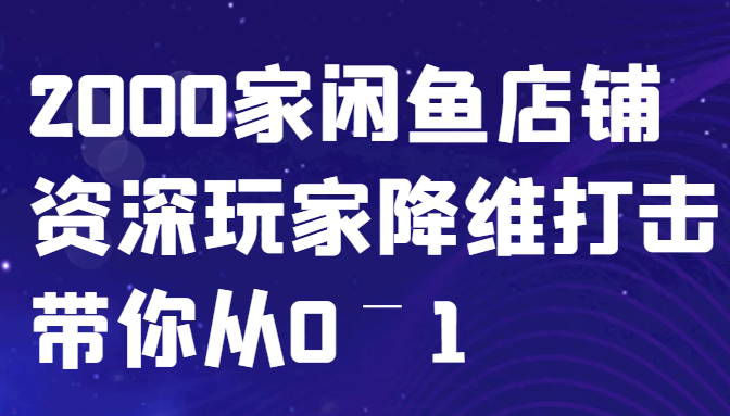 闲鱼已经饱和？纯扯淡！2000家闲鱼店铺资深玩家降维打击带你从0–1-天孤无涯网