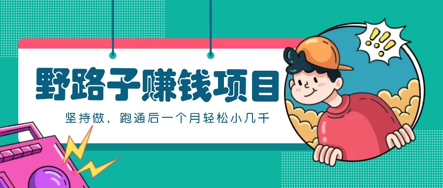 一个人就能操作的野路子赚钱项目，零成本零门槛坚持做，跑通后一个月小几千！-天孤无涯网
