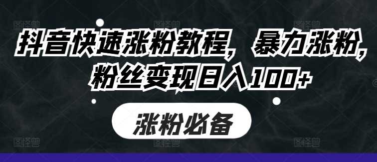 抖音快速涨粉教程，暴力涨粉，粉丝变现日入100+-天孤无涯网