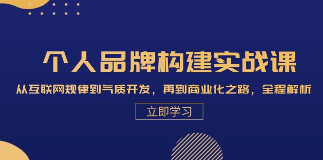（13059期）个人品牌构建实战课：从互联网规律到气质开发，再到商业化之路，全程解析-天孤无涯网