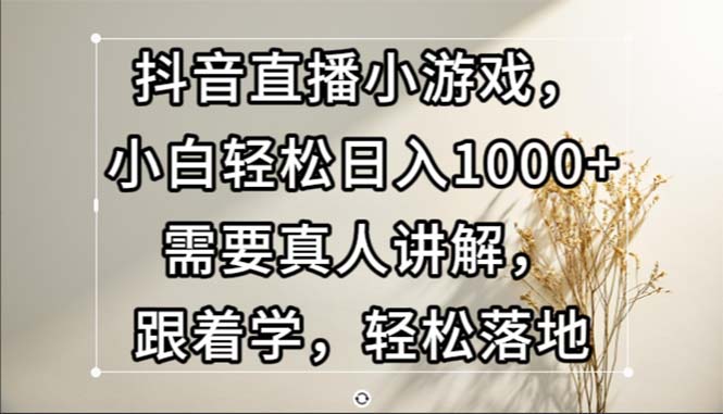 （13075期）抖音直播小游戏，小白轻松日入1000+需要真人讲解，跟着学，轻松落地-天孤无涯网