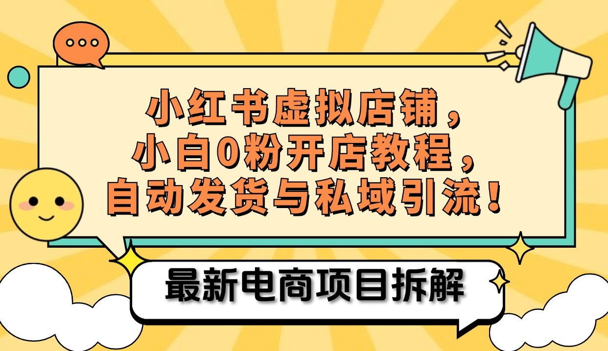 小红书电商，小白虚拟类目店铺教程，被动收益+私域引流-天孤无涯网